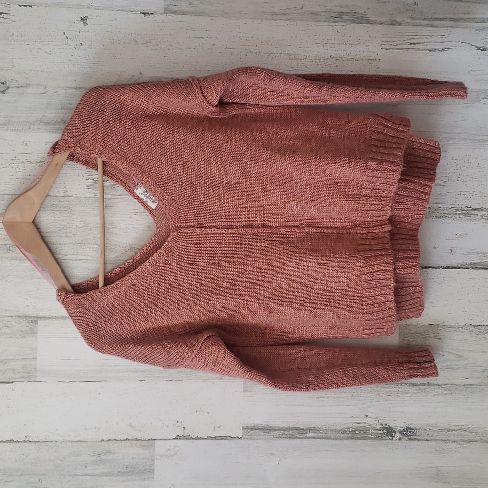 Hippie Rose copper deep v long sleeve sweater Size Medium